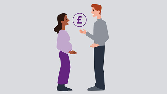 Man and woman chatting money