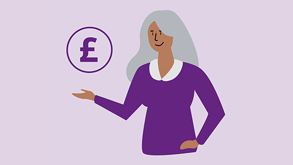 Woman holding giant coin