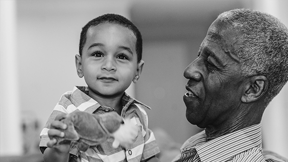 Supporting our local community Old man and young child