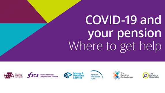 Header saying 'COVID-19 and your pension, where to get help'