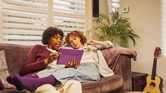Women on sofa