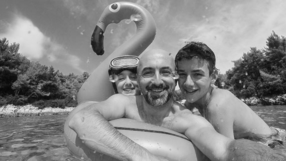 Ask these pension questions Family on inflatable flamingo