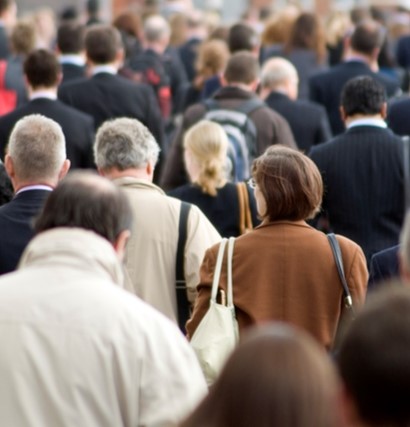 Crowded area of people walking