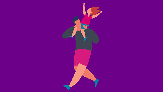 Man with child on his shoulders