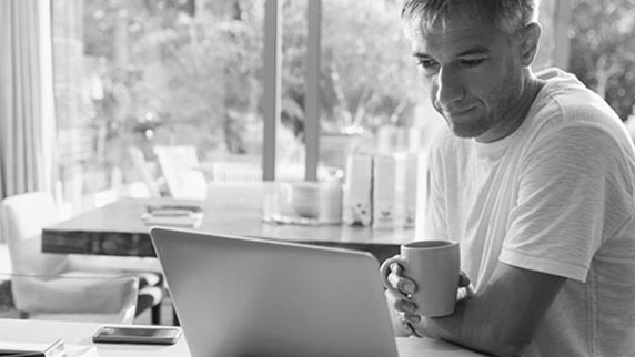 Man at a laptop computer