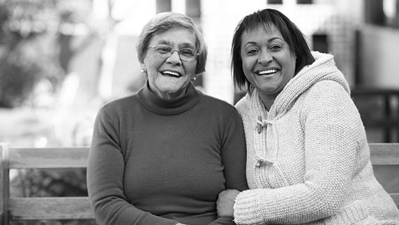 Two women on a bench