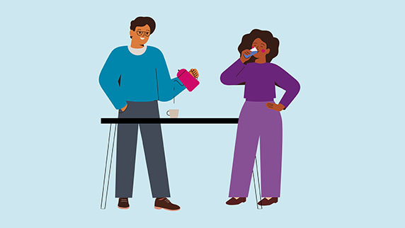 Two people chatting